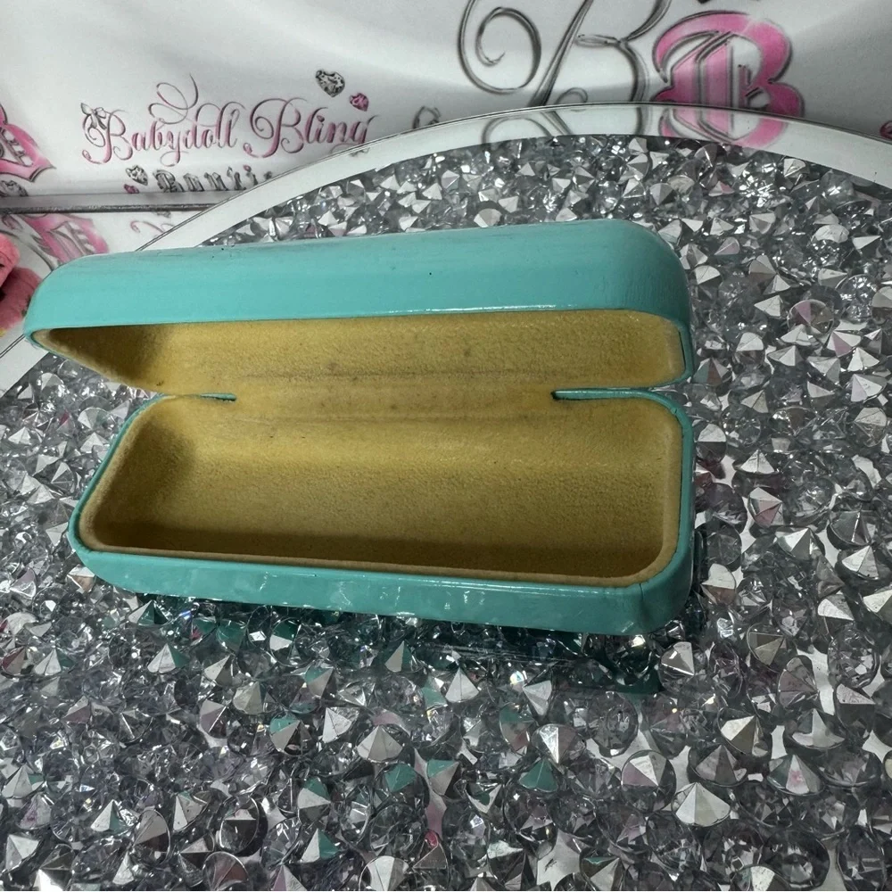 Tiffany & co glasses case sunglasses reading glasses blue turquoise cream inside
